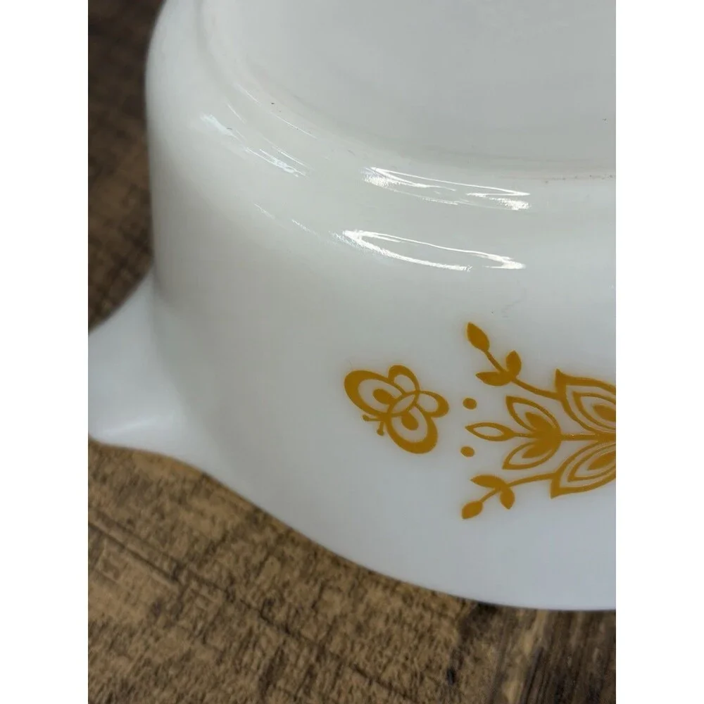 Pyrex Butterfly Gold 472 Casserole 1.5 Pt with Lid Vintage 1970s Bowl MINT - Picture 8 of 11